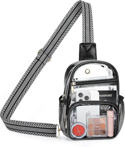 MoKo Clear Bag for Stadium Events, Waterproof PVC Clear Bag with 5 Pockets, Clear Stadium Bags for Women, Clear Crossbody Bag with Adjustable Shoulder Strap for Concert, Airport, Race, in Saudi Arabia