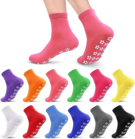 12 pairs pilate socks yoga socks grippy socks Non slip socks woman with Hospital socks solid color bulk Ankle for home workout in Saudi Arabia