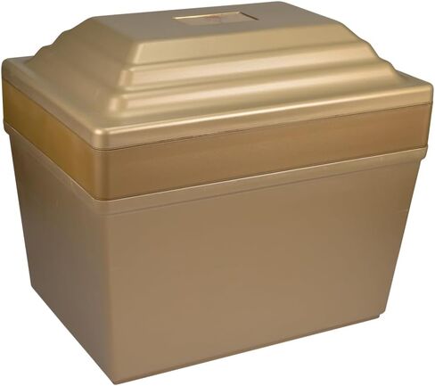 Fortress Urn Vault Double in Gold, Urn Vault for Two, Companion Urn Vault for Ground Burial, Holds Two Adult Cremation Urns for Human Ashes, Durable Cremation Urn Vault for Cemetery Burial in Kuwait