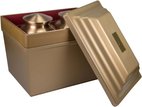 Fortress Urn Vault Double in Gold, Urn Vault for Two, Companion Urn Vault for Ground Burial, Holds Two Adult Cremation Urns for Human Ashes, Durable Cremation Urn Vault for Cemetery Burial in Kuwait