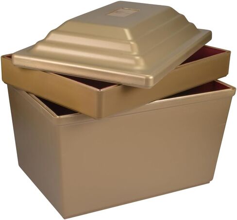 Fortress Urn Vault Double in Gold, Urn Vault for Two, Companion Urn Vault for Ground Burial, Holds Two Adult Cremation Urns for Human Ashes, Durable Cremation Urn Vault for Cemetery Burial in Kuwait