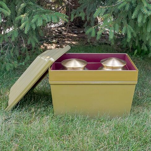 Fortress Urn Vault Double in Gold, Urn Vault for Two, Companion Urn Vault for Ground Burial, Holds Two Adult Cremation Urns for Human Ashes, Durable Cremation Urn Vault for Cemetery Burial in Kuwait