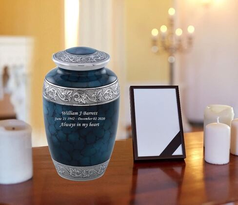 Custom Engraved Cremation Urn - Handcrafted Urn for Human Ashes - Affordable Urn for Ashes with Velvet Bag (Silver) in Kuwait
