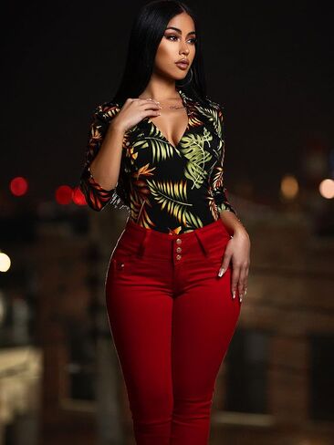 Moda Xpress بعقب الجينز الضيق للنساء - عالية الخصر ليفانتا كولا دفع الجينز in Kuwait