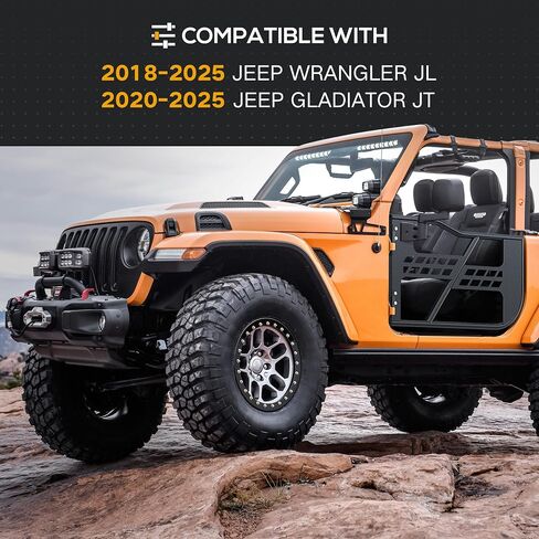 Suorto for JL Gladiator JT Tubular Half Doors Doors Safari متوافق مع 2018-2025 Jeep Wrangler JL JLU & Gladiator JT 4-DOORS (Offroad Trail Safari Adventure ، Pront and Graft Doors) in Saudi Arabia