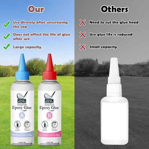 Long Cure Golf Club Epoxy 2.11oz, Quick Cure Transparent Durable Golf Epoxy, Golf Shaft Epoxy Used to Repair All Golf Clubs, Golf Heads, Drivers, Putters and Irons in Saudi Arabia