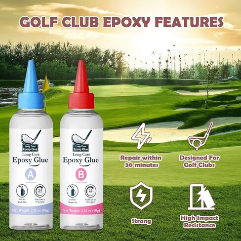 Long Cure Golf Club Epoxy 2.11oz, Quick Cure Transparent Durable Golf Epoxy, Golf Shaft Epoxy Used to Repair All Golf Clubs, Golf Heads, Drivers, Putters and Irons in Saudi Arabia
