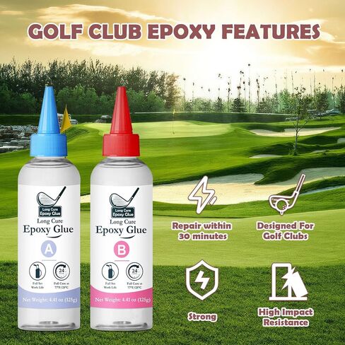 Long Cure Golf Club Epoxy 2.11oz, Quick Cure Transparent Durable Golf Epoxy, Golf Shaft Epoxy Used to Repair All Golf Clubs, Golf Heads, Drivers, Putters and Irons in Saudi Arabia