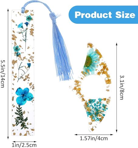 2Pcs Book Page Holder, Dried Flower Resin Thumb Book Page Holder and Bookmark with Tassel, Book Accessories for Reading Lovers, Gift for Bookworm, Readers, Literary, Students, Teachers(Blue) in Kuwait
