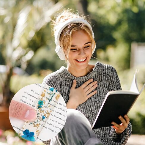 2Pcs Book Page Holder, Dried Flower Resin Thumb Book Page Holder and Bookmark with Tassel, Book Accessories for Reading Lovers, Gift for Bookworm, Readers, Literary, Students, Teachers(Blue) in Kuwait