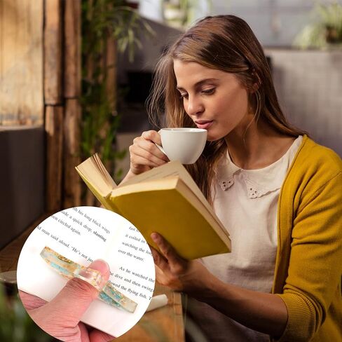 2Pcs Book Page Holder, Dried Flower Resin Thumb Book Page Holder and Bookmark with Tassel, Book Accessories for Reading Lovers, Gift for Bookworm, Readers, Literary, Students, Teachers(Blue) in Kuwait