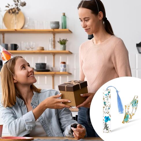 2Pcs Book Page Holder, Dried Flower Resin Thumb Book Page Holder and Bookmark with Tassel, Book Accessories for Reading Lovers, Gift for Bookworm, Readers, Literary, Students, Teachers(Blue) in Kuwait