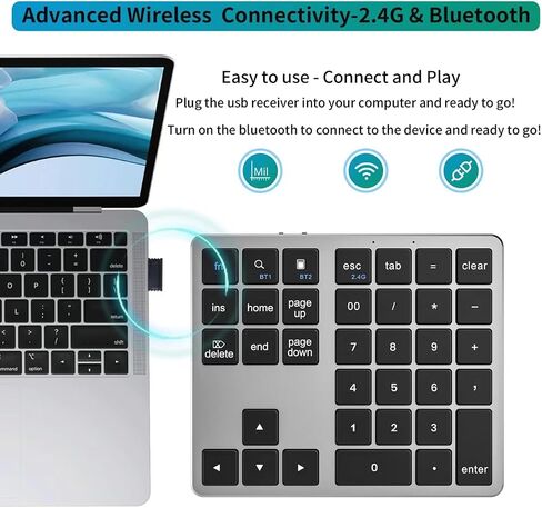 لوحة أرقام سلكية - 23 مفتاحًا لوحة مفاتيح رقمية نسخة مطورة من 10 مفاتيح USB لوحة مفاتيح المحاسبة المالية Numpad متوافقة مع أجهزة الكمبيوتر المحمول، وأجهزة الكمبيوتر الشخصية، وأجهزة Macbook، وأجهزة الكمبيوتر المحمول، وسطح المكتب، وSurface Pro in Saudi Arabia