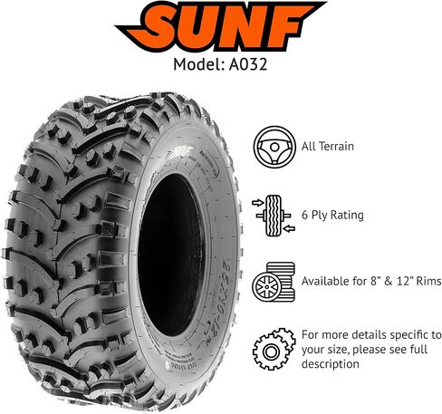 SunF 22x11-8 ATV UTV Tire 22x11x8 Knobby Tubeless PR A032 - PAIR of 2 in Kuwait