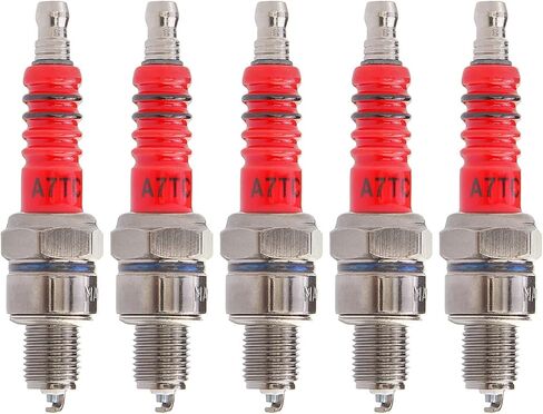 5 Pcs A7TC Spark Plug Compatible with GY6 50cc-70cc 90cc 110cc 125cc 140cc 150cc 160cc Motorcycle ATV Quad Scooter Go Kart Moped Mini Chopper Buggy Pit Dirt Bike Chinese 139QMB 154QMI 157QMJ in Saudi Arabia