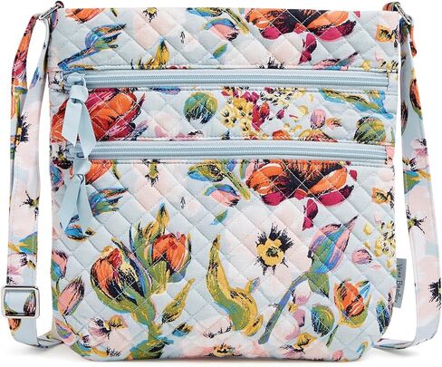 Vera Bradley Cotton Collegiate Triple Zip Hipster Crossbody Purse (Multiple Teams Available), Cardinal/White Rain Garden in Saudi Arabia