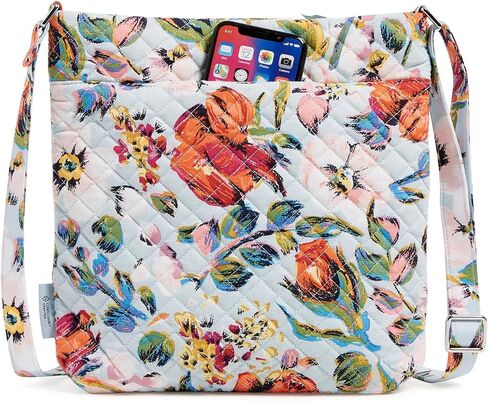 Vera Bradley Cotton Collegiate Triple Zip Hipster Crossbody Purse (Multiple Teams Available), Cardinal/White Rain Garden in Saudi Arabia