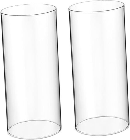 Happyyami 2Pcs Transparent Glass Candle Holder Sleeve Windproof Decorative Shades for Cylindrical Candles High Glass Tube Enhances Flame Brightness for Home Decor in Saudi Arabia