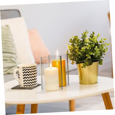 Happyyami 2Pcs Transparent Glass Candle Holder Sleeve Windproof Decorative Shades for Cylindrical Candles High Glass Tube Enhances Flame Brightness for Home Decor in Saudi Arabia