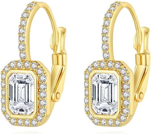 14K Gold Hoop Earrings for Women, Moissanite Inlay Classic Huggie Earrings in Saudi Arabia