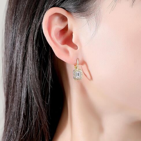 14K Gold Hoop Earrings for Women, Moissanite Inlay Classic Huggie Earrings in Saudi Arabia