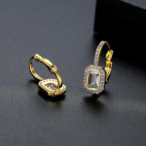 14K Gold Hoop Earrings for Women, Moissanite Inlay Classic Huggie Earrings in Saudi Arabia