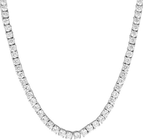 Unisex 4mm 1 Row Cubic Zirconia Real Solid 925 Sterling Silver Tennis Chain 14K Gold Plated Rhodium Plated 1 Row CZ Choker Necklace 16-30" ANTI-TARNISH in Saudi Arabia