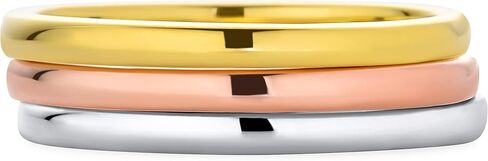Tri Color Simple Stading Congules مصقول ثلاثة خاتم زفاف ثلاثي الأزهار مجموعة للنساء رجال 14K صفراء الذهب مطلي .925 الفضة الاسترليني in Saudi Arabia