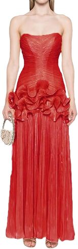 Women Spaghetti Strap Patchwork Ruffle Slim Dress High Waist Elegant Party Midi Dresses in Saudi Arabia