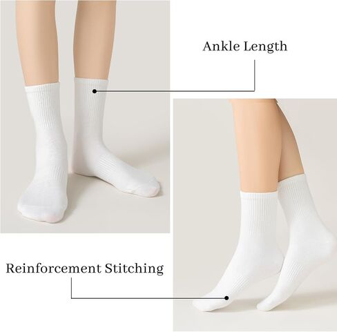 Sunm Boutique Mini Crew Socks للنساء ، 3 أزواج/6 أزواج جوارب عجل ناعم ناعم أبيض فوق الكاحل الترفيهية للتنفس in Kuwait