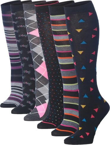 Tipi Toe Women's 6 Pairs Colorful Patterned Knee High Socks in Saudi Arabia