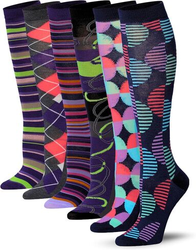 Tipi Toe Women's 6 Pairs Colorful Patterned Knee High Socks in Saudi Arabia