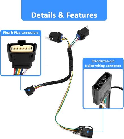 Wsays Trailer Wiring Harness 4-Pin Plug & Play Compatible with Chevrolet Equinox 2018-2025 Fit GMC Terrain 2018-2025 in Saudi Arabia