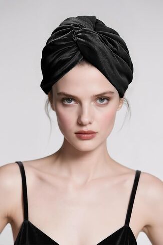 Coucoland Velvet Tassel Turban Wrap - قبعة رأس الجذاب خمر للنساء تويست تويست شعر غطاء الشعر مع هامش قابل للإزالة in Saudi Arabia
