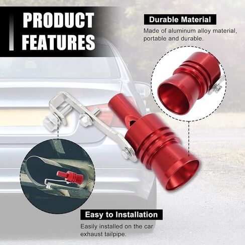 X AutoHaux 2pcs Universal Turbo Turbo Sound Muffler Miply Pipe Whistle Whistle Off Valve Simulator Turbo Whistle Tailpipe XL Size Red Blue in Kuwait