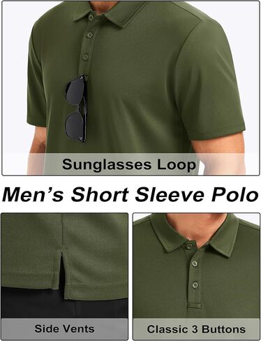 Mens Polo Shirts Performance Short Sleeve Dry Fit Moisture Wicking Collared Men's Golf T-Shirt Athletic in Kuwait
