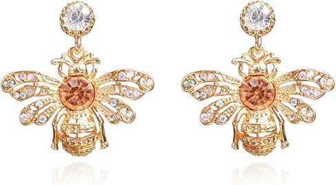 Crystal Bee Earrings Vintage Gold Bee Dangle Earrings Cute Bee Insect Earrings Sparkling Bumble Bee Earrings for Women Teen Girls in Saudi Arabia