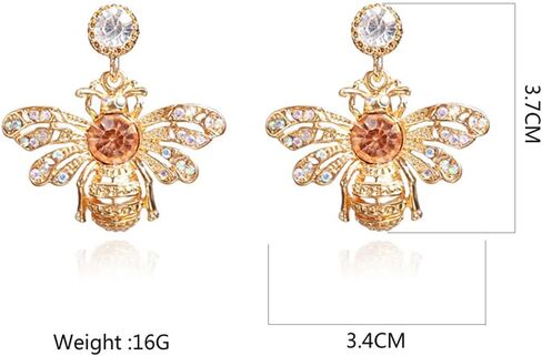 Crystal Bee Earrings Vintage Gold Bee Dangle Earrings Cute Bee Insect Earrings Sparkling Bumble Bee Earrings for Women Teen Girls in Saudi Arabia