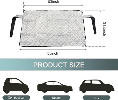 1 PC Car Windshield Winter Winter ، 55 "× 31.5" تغطية مثالية تغطية مثالية وغطاء للتجميد ، غطاء خصوصية مضاد للسرقة لجميع الفصول ، Universal for Cars (Silver) in Saudi Arabia