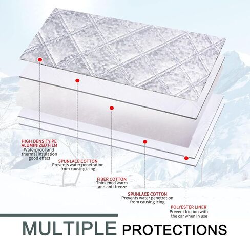 1 PC Car Windshield Winter Winter ، 55 "× 31.5" تغطية مثالية تغطية مثالية وغطاء للتجميد ، غطاء خصوصية مضاد للسرقة لجميع الفصول ، Universal for Cars (Silver) in Saudi Arabia