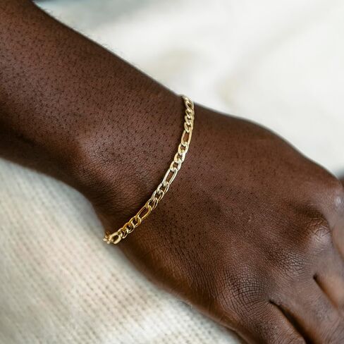 GLD Shop Figaro Chain Bracelet - 4MM/6MM Sizes - 6/7/8/9 Inch Lengths - Gold/White Gold in Saudi Arabia