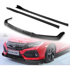3PCS Front Bumper Lip Kit fit for compatible with 2016-2021 Honda Civic, Sport-Style Splitter Trim Protection Spoiler, Air-Dam-Chin-Diffuser (Painted Black) in Saudi Arabia