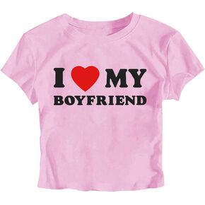 I Love My Boyfriend Cropped T-Shirt I Heart My Boyfriend y2k Crop Top in Saudi Arabia