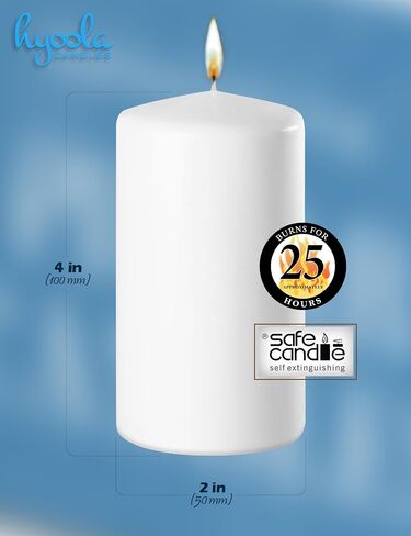 HYOOLA White Pillar Candles 3x6 Inch - Unscented Pillar Candles - 12-Pack - European Made in Saudi Arabia