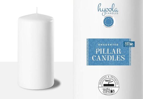 HYOOLA White Pillar Candles 3x6 Inch - Unscented Pillar Candles - 12-Pack - European Made in Saudi Arabia