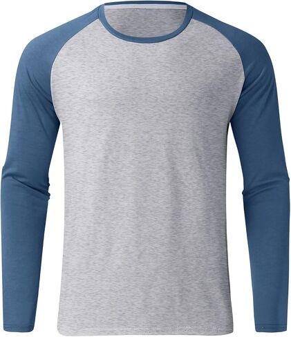 JiXiang Men Pajama Set Sleepwear Pjs Lightweight Long Sleeve Crewneck Shirts and Bottoms Loungewear Soft Comfy Sleep Outfits in Saudi Arabia