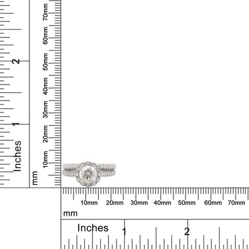 Savearth Diamonds 1 1/2 Ct. T.W Center 6mm Round Cut Lab الذي خلق Moissanite Diamond Double Halo مجموعة زفاف في الذهب 14K على الفضة الاسترليني (Clarity VVS1 ، 1.50 CTTW) in Saudi Arabia