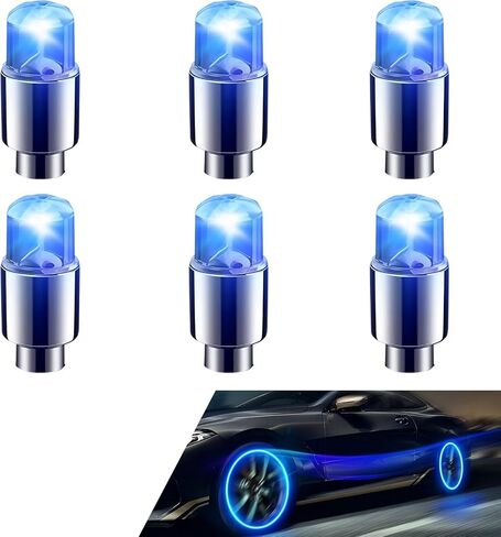 4 PCS LED LED Valve STAL LIGHTS ، وميض 360 درجة فلاش الدوران ، وأضواء عجلة مقاومة للماء للشاحنات ، والسيارات ، وسيارات الدفع الرباعي (الأزرق) in Kuwait