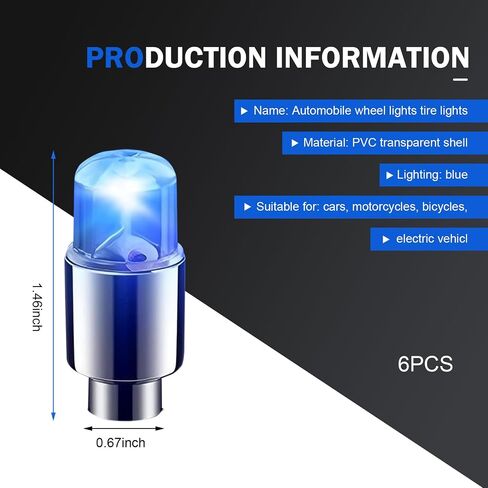 4 PCS LED LED Valve STAL LIGHTS ، وميض 360 درجة فلاش الدوران ، وأضواء عجلة مقاومة للماء للشاحنات ، والسيارات ، وسيارات الدفع الرباعي (الأزرق) in Kuwait