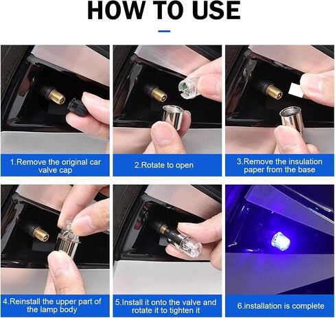 4 PCS LED LED Valve STAL LIGHTS ، وميض 360 درجة فلاش الدوران ، وأضواء عجلة مقاومة للماء للشاحنات ، والسيارات ، وسيارات الدفع الرباعي (الأزرق) in Kuwait